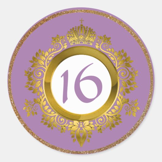 goud en violet zoet 16-jarige stickers (Voorkant)