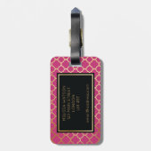 Goud en warm roze quatrefolie-Bagagelabel Bagagelabel (Achterkant verticaal)