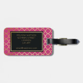 Goud en warm roze quatrefolie-Bagagelabel Bagagelabel (Achterkant horizontaal)