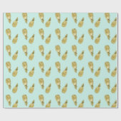 Goud en Waterverf Ananassen Cadeaupapier (Vlak)