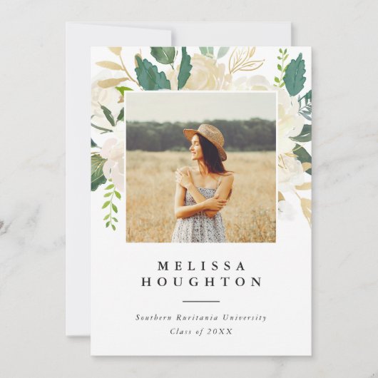 Goud en Waterverf bloemen Fotogradatie Partij Kaart (Voorkant)