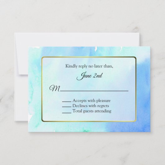 Goud en Waterverf Lijst Wedding RSVP (Voorkant)