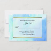 Goud en Waterverf Lijst Wedding RSVP Kaartje (Voorkant)
