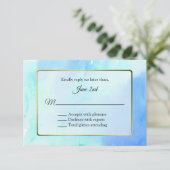 Goud en Waterverf Lijst Wedding RSVP Kaartje (Staand voorkant)