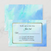 Goud en Waterverf Lijst Wedding RSVP Kaartje (Voorkant / Achterkant)