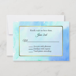 Goud en Waterverf Lijst Wedding RSVP Kaartje