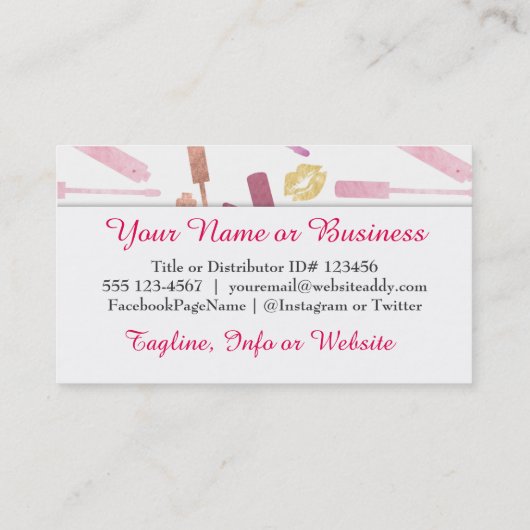 Goud en Waterverf Lipsticks en Gloss-kaarten Visitekaartje (Achterkant)