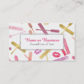 Goud en Waterverf Lipsticks en Gloss-kaarten Visitekaartje (Voorkant)