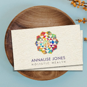 Goud en waterverf Sri Yantra / Sri Chakra Visitekaartje