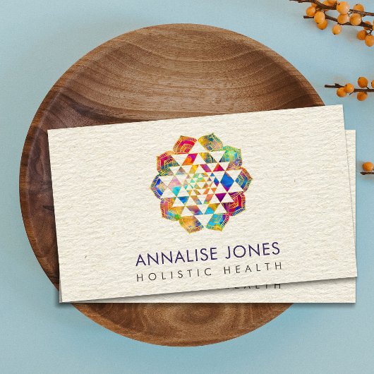 Goud en waterverf Sri Yantra / Sri Chakra Visitekaartje