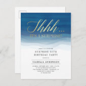 Goud en Waterverf Verrassende feestdagen Uitnodiging Briefkaart (Voorkant / Achterkant)