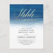 Goud en Waterverf Verrassende feestdagen Uitnodiging Briefkaart (Voorkant)