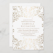 Goud en White Baby's Breath Vrijgezellenfeest Kaart (Voorkant / Achterkant)