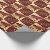 Goud en wijn paard met gouden bladeren cadeaupapier (Hoek)