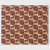 Goud en wijn paard met gouden bladeren cadeaupapier (Vlak)