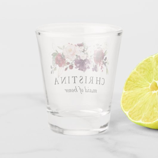 Goud en wijnbouillon Bouquet Wedding Maid of Honor Shot Glas (Achterkant)