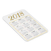 Goud en Wit 2018 Kalender Magneet (Rechterzijde)