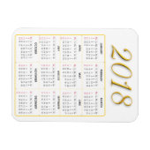 Goud en Wit 2018 Kalender Magneet (Horizontaal)
