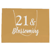 Goud en Wit 21e Verjaardag Gift Bag - Groot formaa Cadeauzakje (Achterkant)