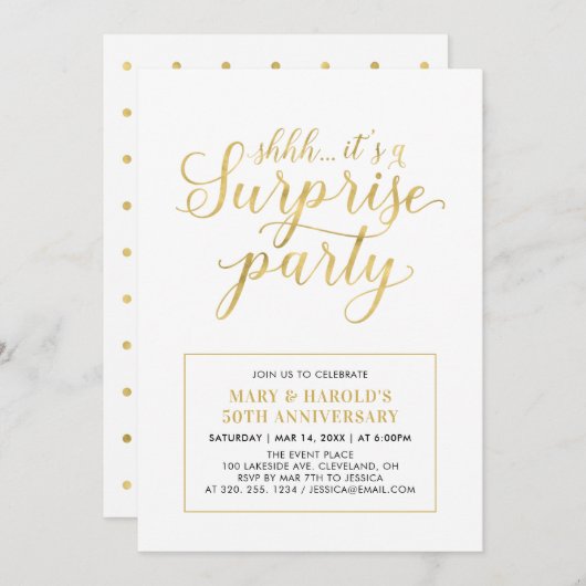 Goud en wit | 50e Jubileum voor de bruiloft met ve Kaart (Voorkant / Achterkant)