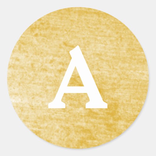 Goud en wit, aangepast monogram envelop ronde sticker (Voorkant)