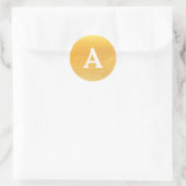 Goud en wit, aangepast monogram envelop ronde sticker (Tas)
