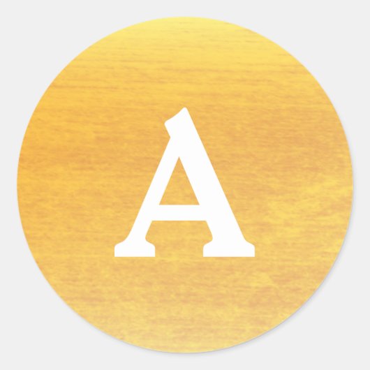 Goud en wit, aangepast monogram envelop ronde sticker (Voorkant)