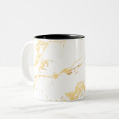 Goud en wit Abstract acrylverf Abstract Tweekleurige Koffiemok (Voorkant links)