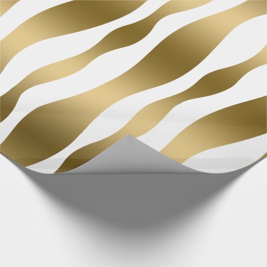 Goud en wit Abstract Zebrastripes Cadeaupapier (Hoek)
