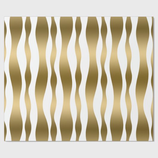 Goud en wit Abstract Zebrastripes Cadeaupapier (Vlak)