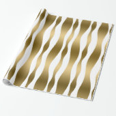 Goud en wit Abstract Zebrastripes Cadeaupapier (Uitgerold)