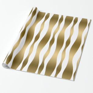 Goud en wit Abstract Zebrastripes Cadeaupapier
