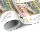 Goud en wit, Afstudeerder Pet, Foto Afstuderen Cadeaupapier (Rol Hoek)