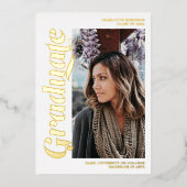 Goud en wit afstuderen manuscript 3 foto's afstude folie uitnodiging (Voorkant)