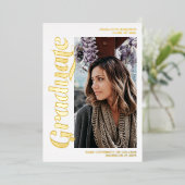 Goud en wit afstuderen manuscript 3 foto's afstude folie uitnodiging (Staand Voorkant)