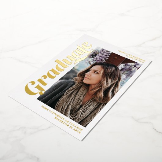 Goud en wit afstuderen manuscript 3 foto's afstude folie uitnodiging (Gedraaid)