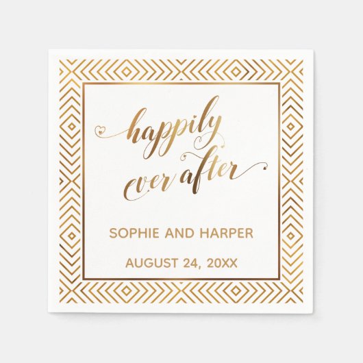 Goud en wit, altijd en altijd, hartdiamanten servet (Voorkant)