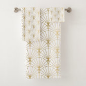 Goud en wit Art Deco 2-patroon Bad Handdoek (Insitu)