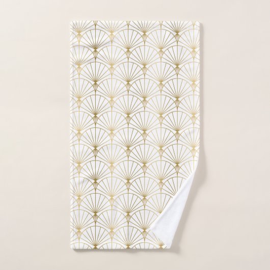 Goud en wit Art Deco 2-patroon Bad Handdoek (Handdoek)