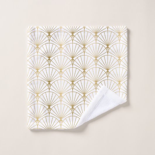 Goud en wit Art Deco 2-patroon Bad Handdoek (Wasdoekje)