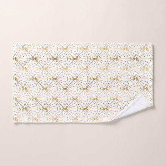 Goud en wit Art Deco 2-patroon Bad Handdoek (Handdoek)