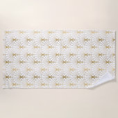 Goud en wit Art Deco 2-patroon Strandlaken (Voorkant)