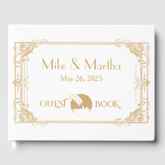 Goud en wit  Art Deco gastenboek (Voorkant)