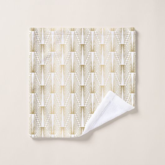 Goud en wit Art Deco geometrisch patroon Bad Handdoek (Wasdoekje)