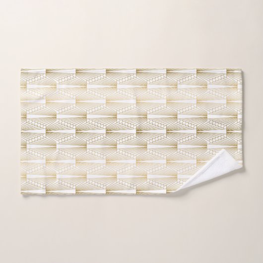 Goud en wit Art Deco geometrisch patroon Bad Handdoek (Handdoek)