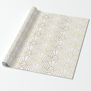 Goud en wit art-deco naadloos patroon 2 cadeaupapier