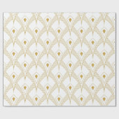Goud en wit art-deco naadloos patroon 3 cadeaupapier (Vlak)