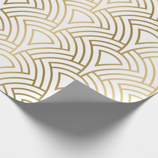 Goud en wit art-deco naadloos patroon cadeaupapier (Hoek)