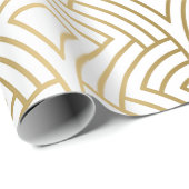 Goud en wit art-deco naadloos patroon cadeaupapier (Rol Hoek)