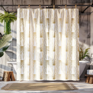 Goud en wit Art Deco naadloos patroon Douchegordijn
